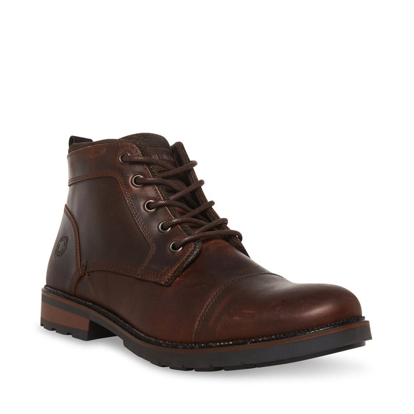 Botines Steve Madden Lanier Cuero Hombre Marrones Oscuro | ES AF2416